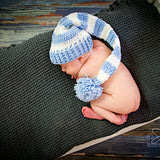 Finley in baby blue and white Our signature hat